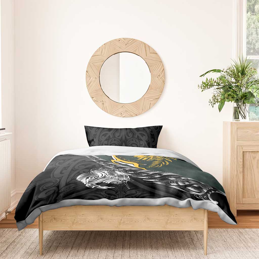 New Zealand vs South Africa Rugby Bedding Set Maori Kiwi With Springboks LT15