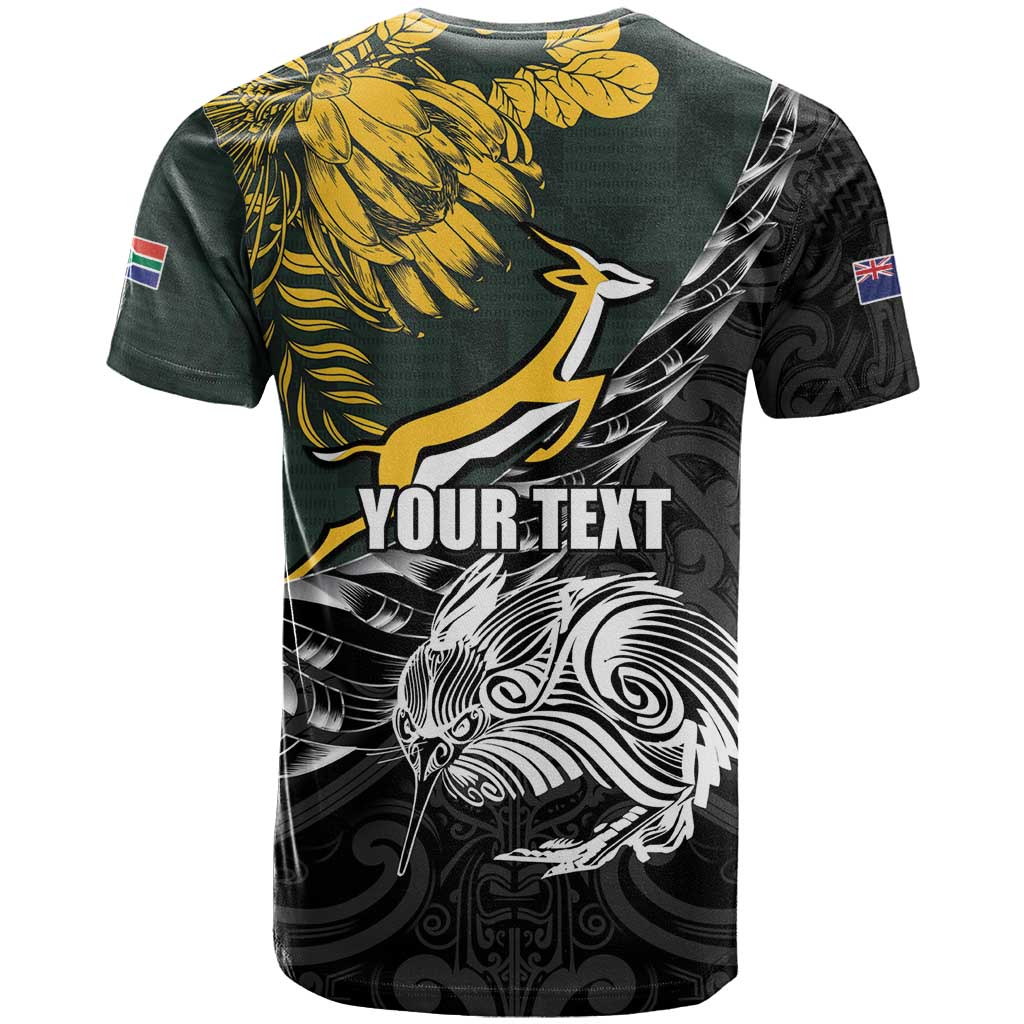 New Zealand vs South Africa Rugby Personalised T shirt Maori Kiwi With Springboks LT15