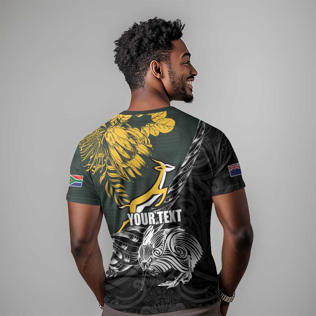 New Zealand vs South Africa Rugby Personalised T shirt Maori Kiwi With Springboks LT15