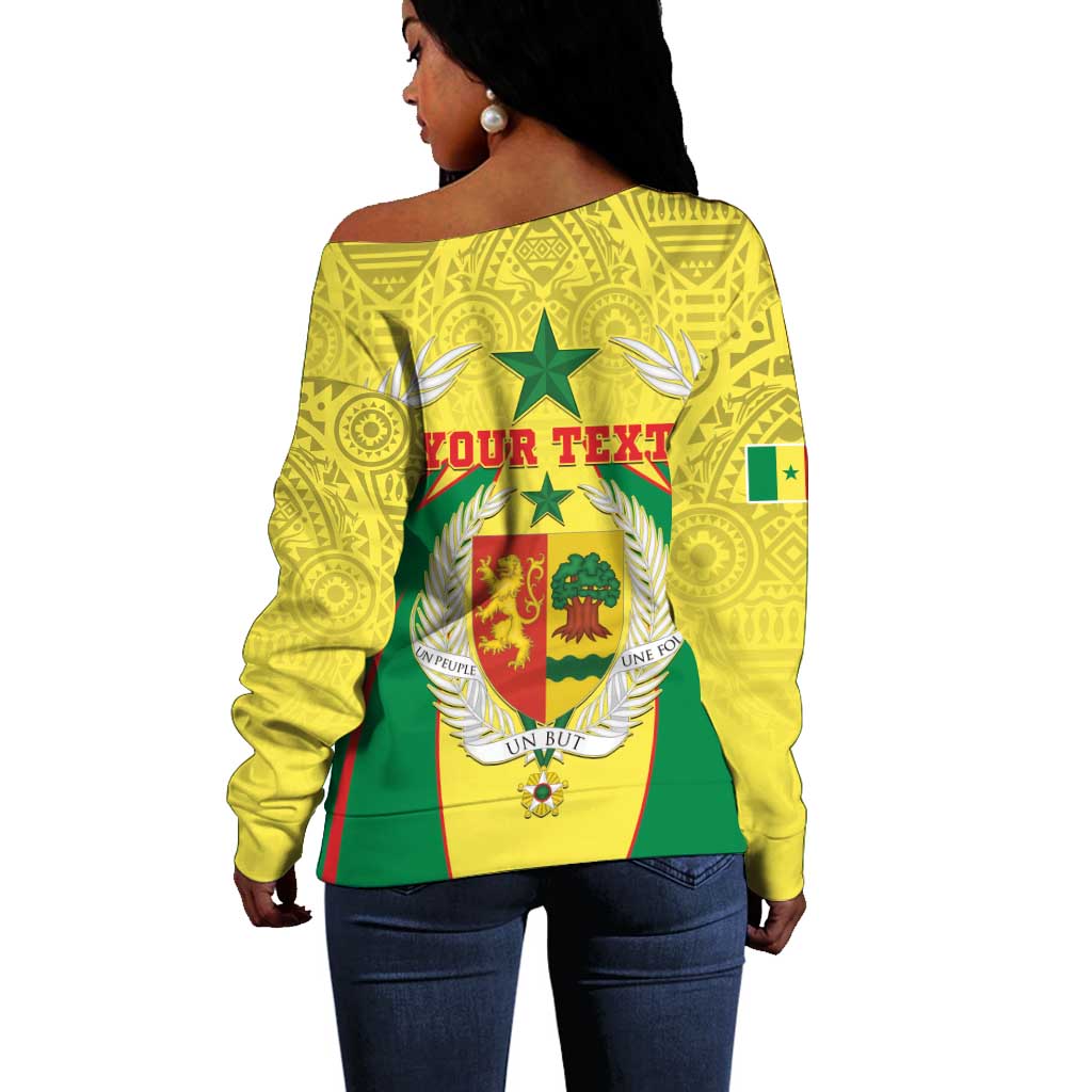 Personalised Afro Senegal Off Shoulder Sweater Coat Of Arms Mix African Pattern LT15