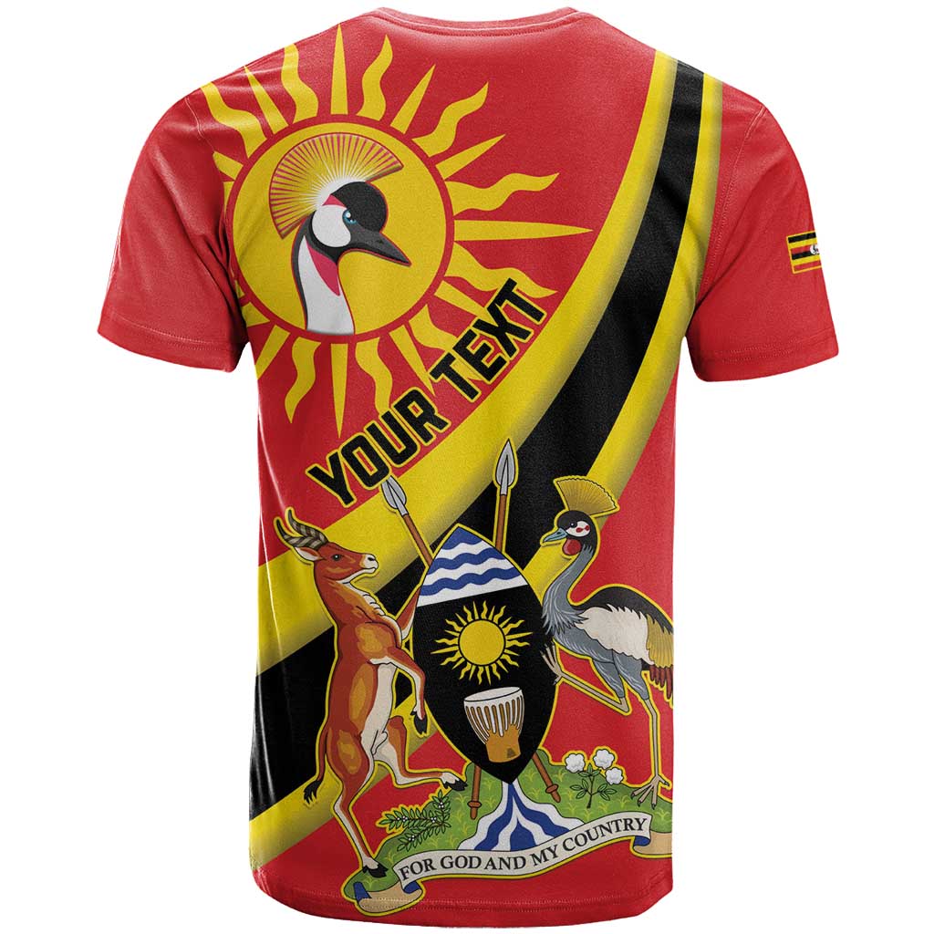 Personalised Afro Uganda T shirt Black Crowned Crane With Coat Of Arms LT15