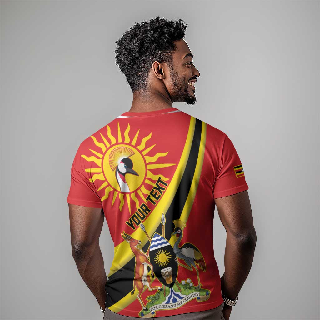 Personalised Afro Uganda T shirt Black Crowned Crane With Coat Of Arms LT15