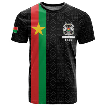 Personalized Burkina Faso T shirt Striped Black - Bogolan Pattern LT15