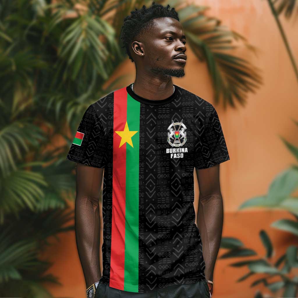 Personalized Burkina Faso T shirt Striped Black - Bogolan Pattern LT15