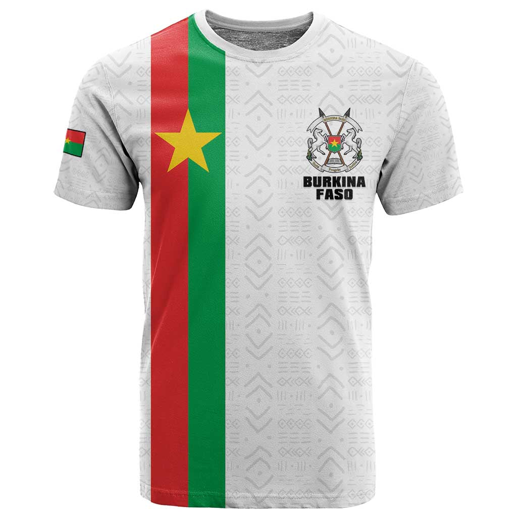 Personalized Burkina Faso T shirt Striped White - Bogolan Pattern LT15