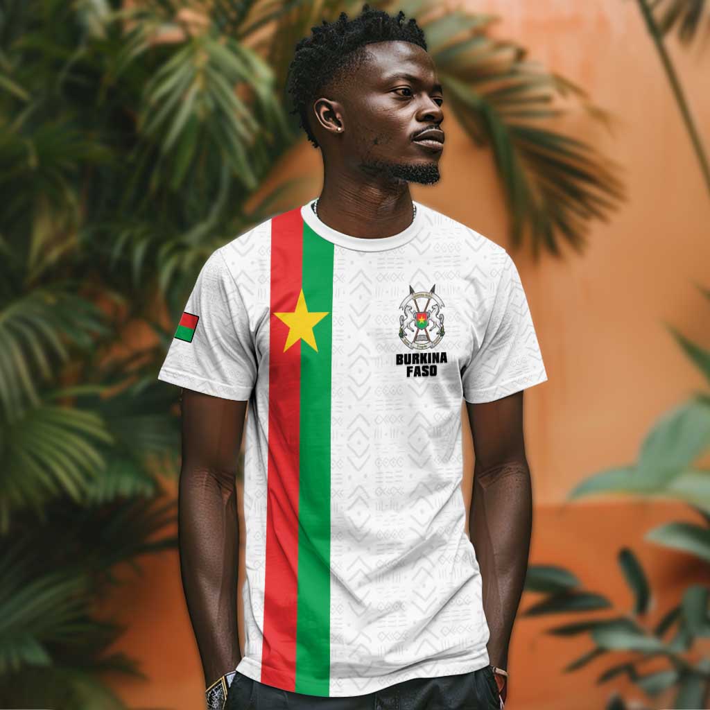 Personalized Burkina Faso T shirt Striped White - Bogolan Pattern LT15