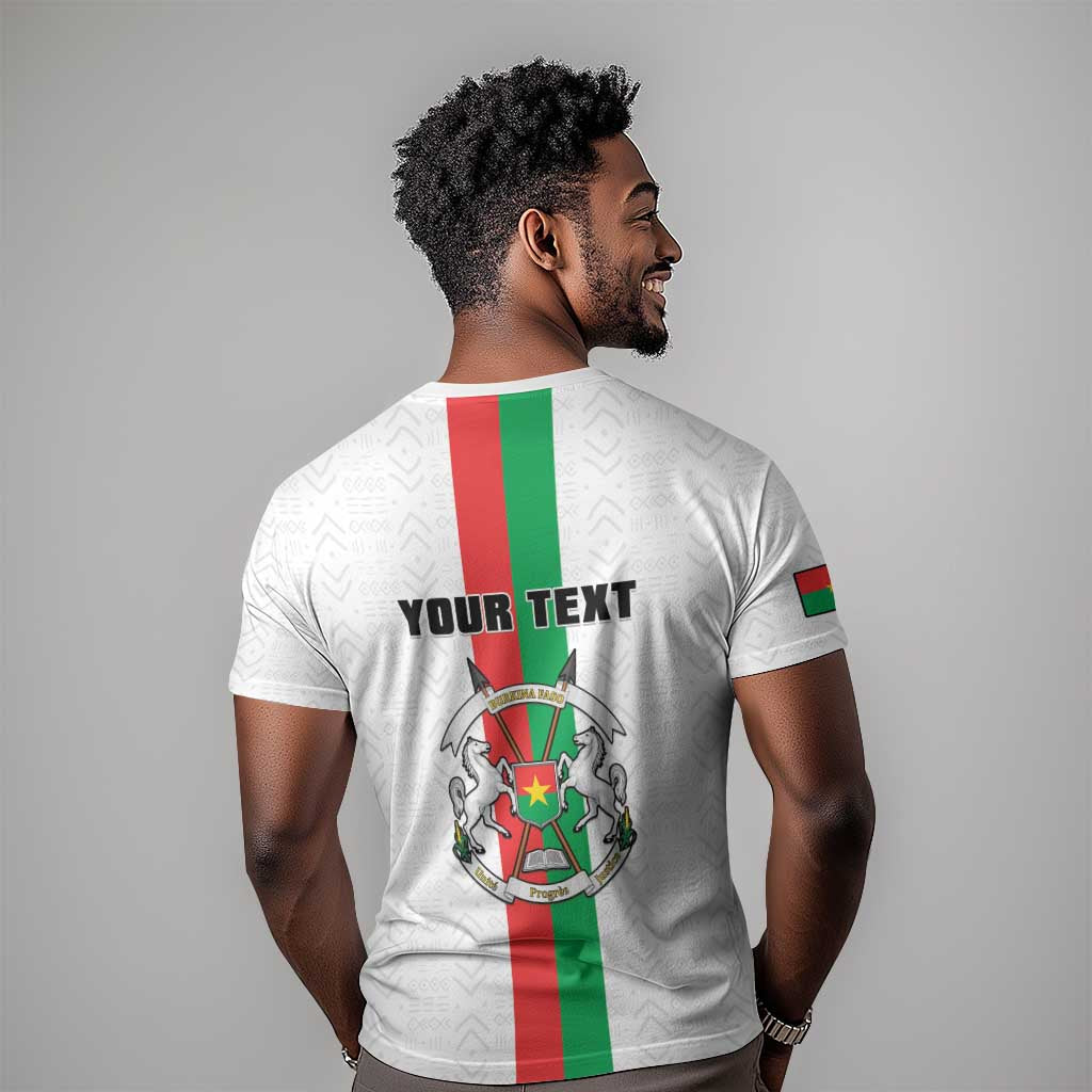 Personalized Burkina Faso T shirt Striped White - Bogolan Pattern LT15
