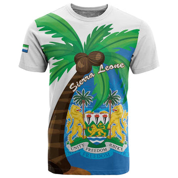 Personalised Afro Sierra Leone T shirt Coat Of Arms With Flag Map LT15