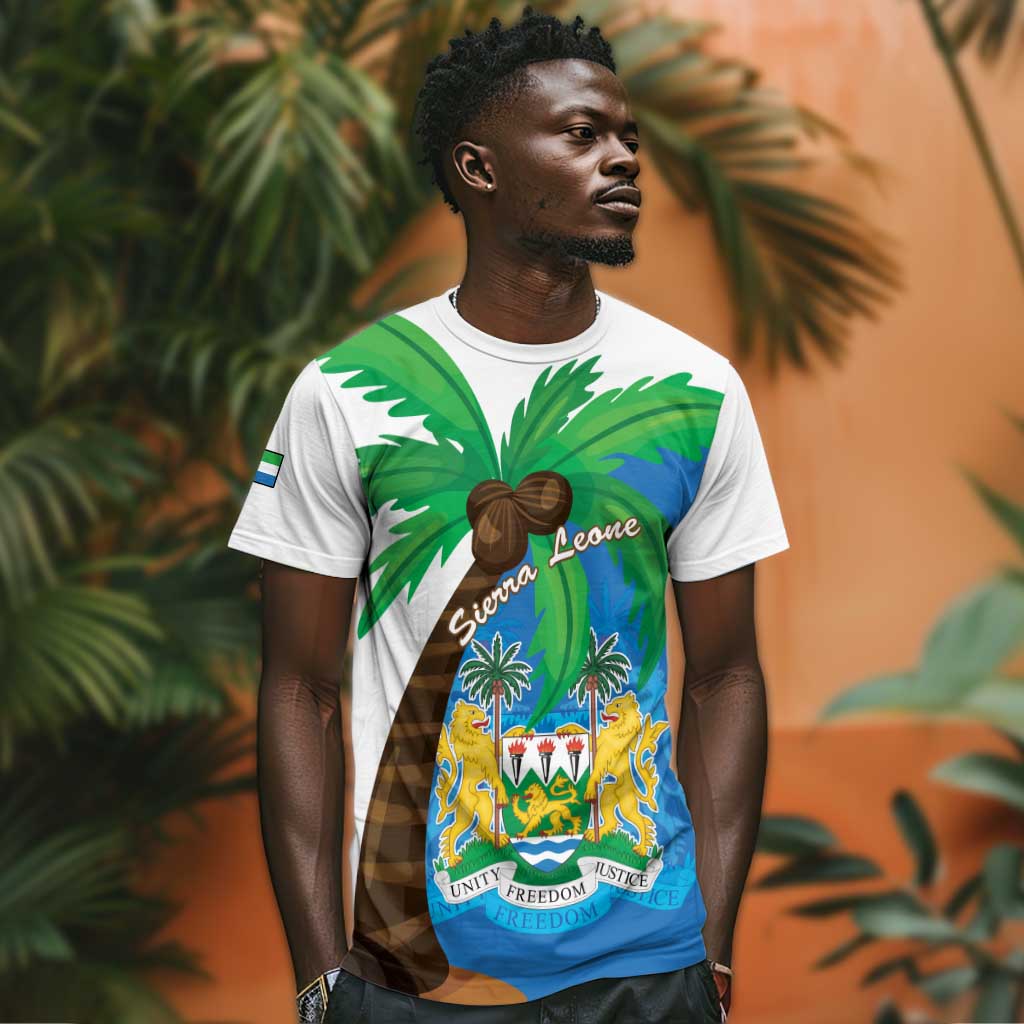 Personalised Afro Sierra Leone T shirt Coat Of Arms With Flag Map LT15