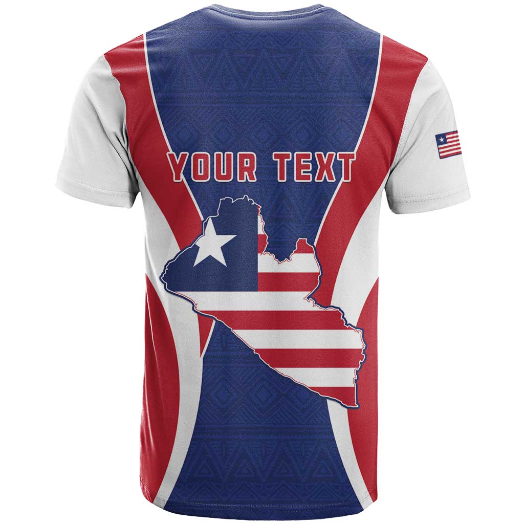 Personalised Afro Liberia T shirt Coat Of Arms With Flag Map - African Pattern LT15