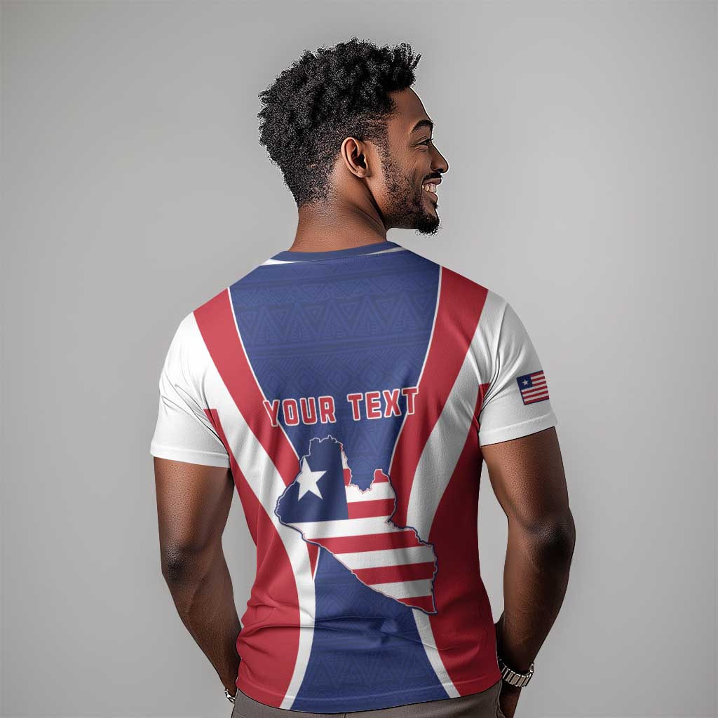 Personalised Afro Liberia T shirt Coat Of Arms With Flag Map - African Pattern LT15