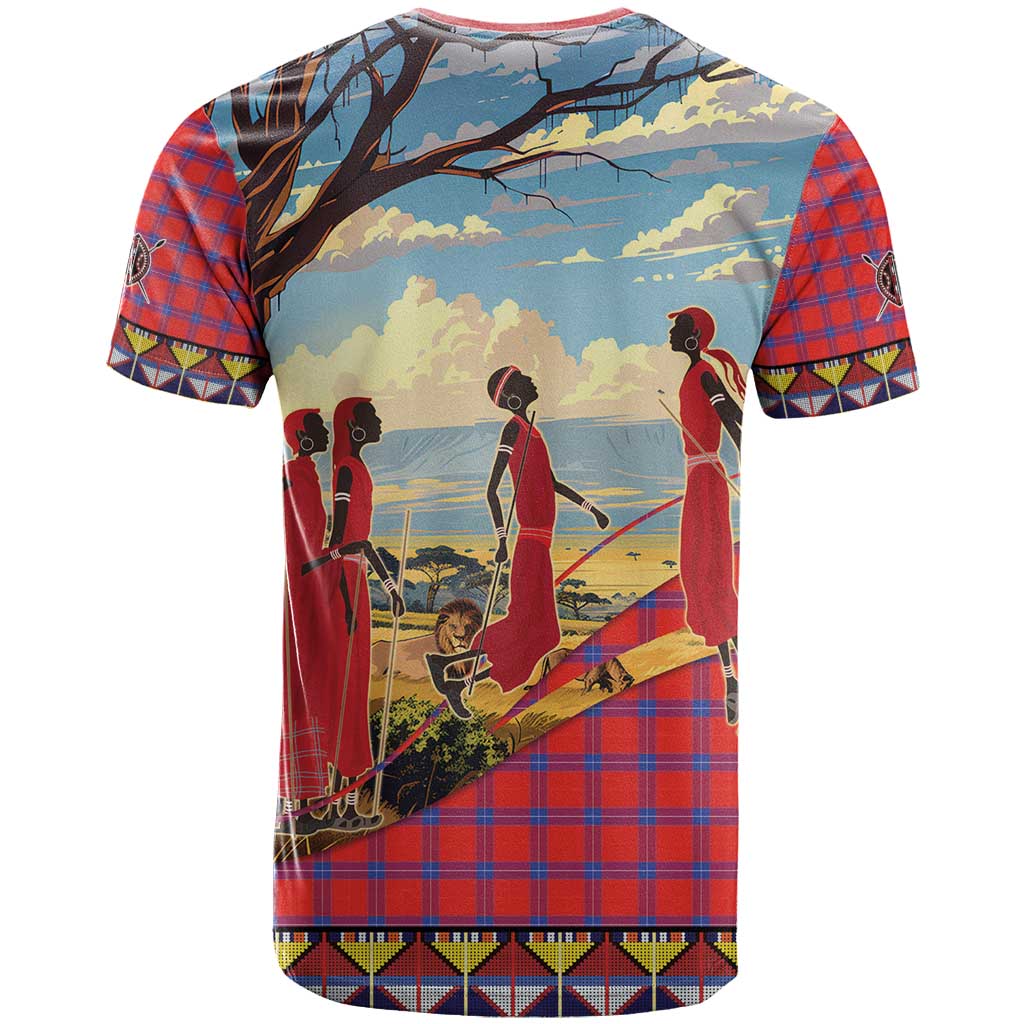 Maasai Adumu Dance T shirt Shuka Pattern - Kenya Safari LT15