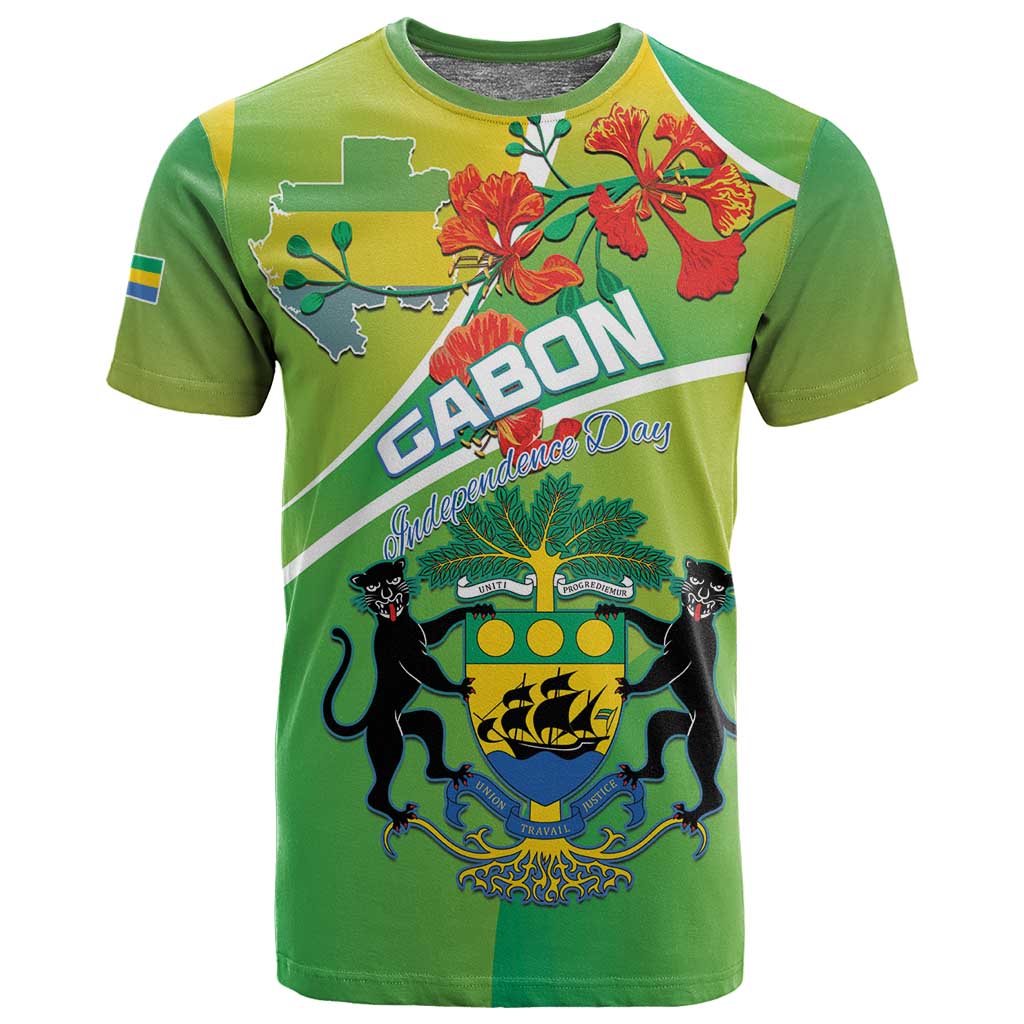 Personalized Gabon Independence Day T shirt Gradient Style LT15