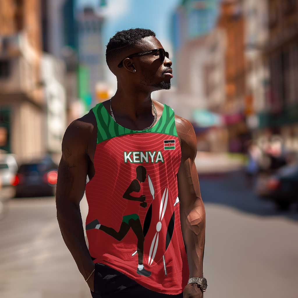 Custom Afro Athletics Kenya Men Tank Top Kenyan Runner - Maasai Shield LT15