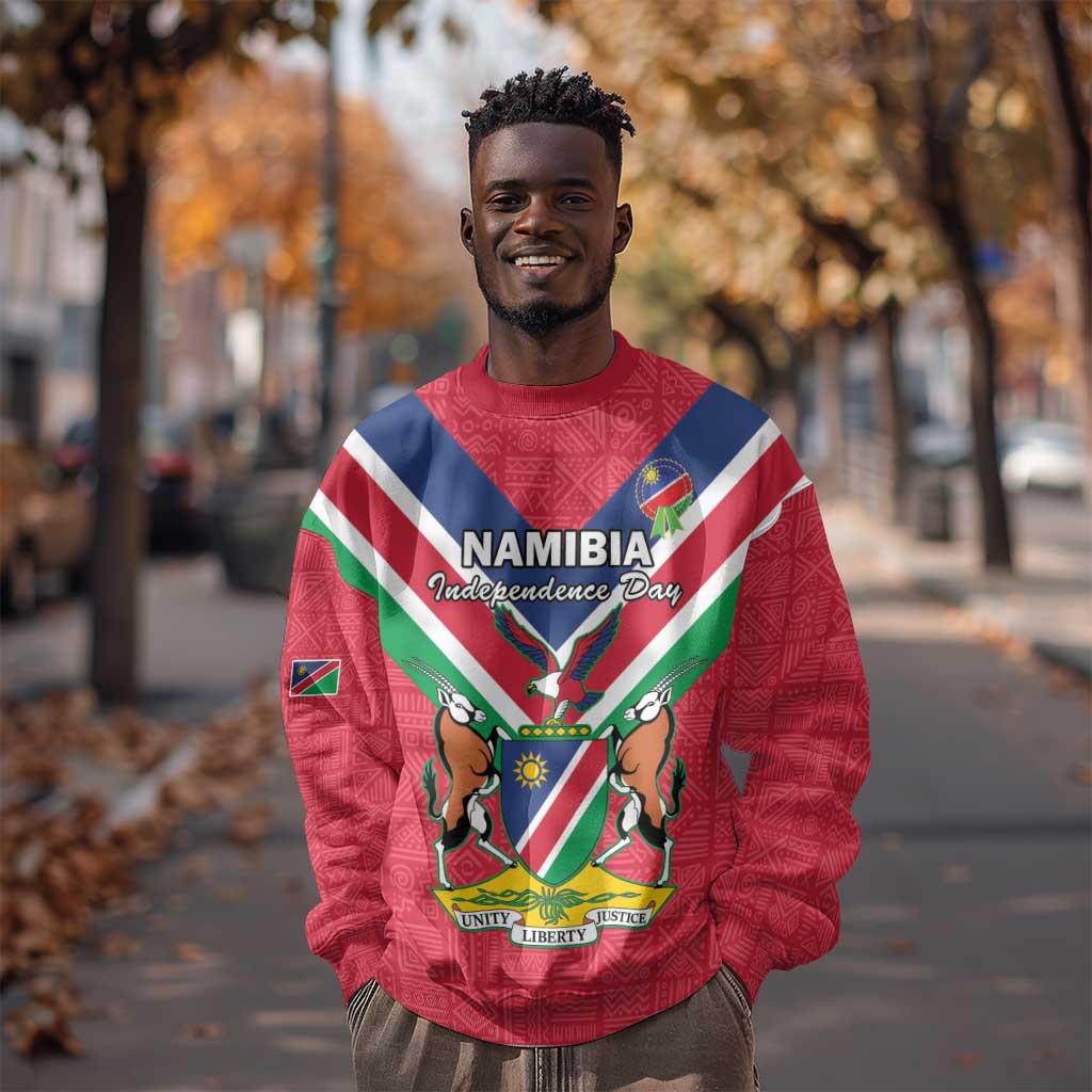 Personalised Namibia Sweatshirt Coat Of Arms With Flag Map - Happy Independence Day LT15