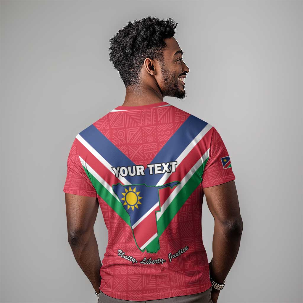 Personalised Namibia T shirt Coat Of Arms With Flag Map - Happy Independence Day LT15