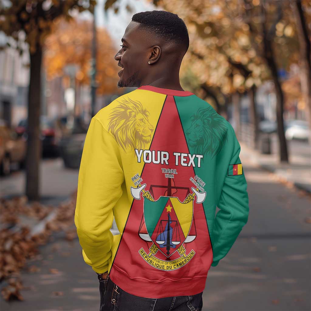 Personalised Cameroon National Day Sweatshirt Lion Mix Coat Of Arms Style LT15