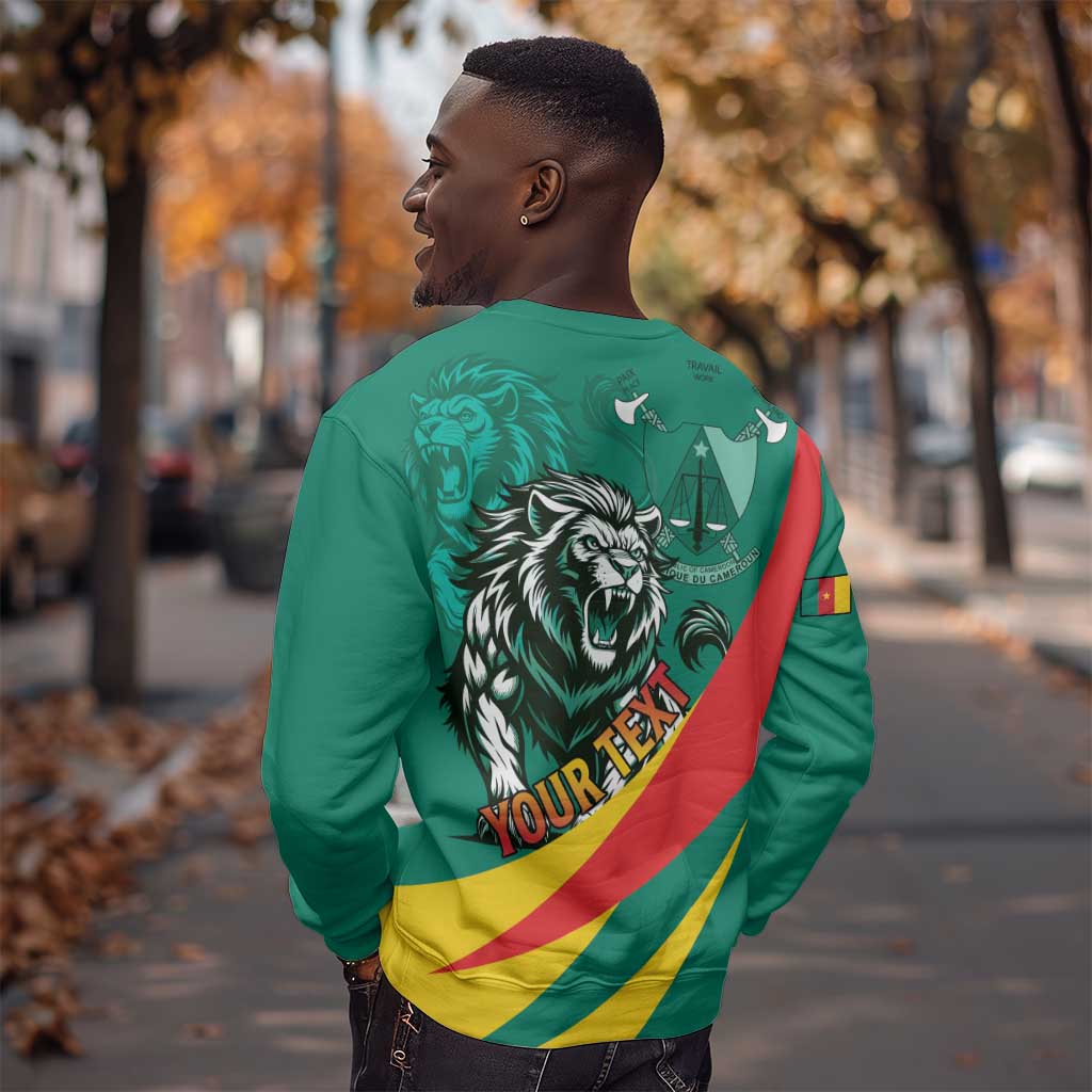 Personalised Happy Cameroon National Day Sweatshirt Lion With Coat Of Arms - Curve Style LT15