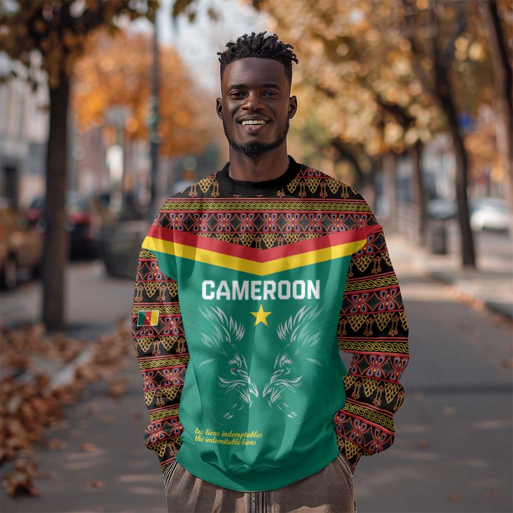 Custom Cameroun Football Sweatshirt Allez Les Lions Indomptables LT15