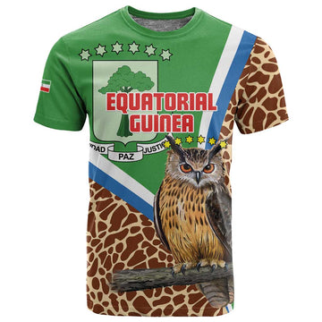 Personalised Equatorial Guinea T shirt Bubo Poensis With Coat Of Arms LT15