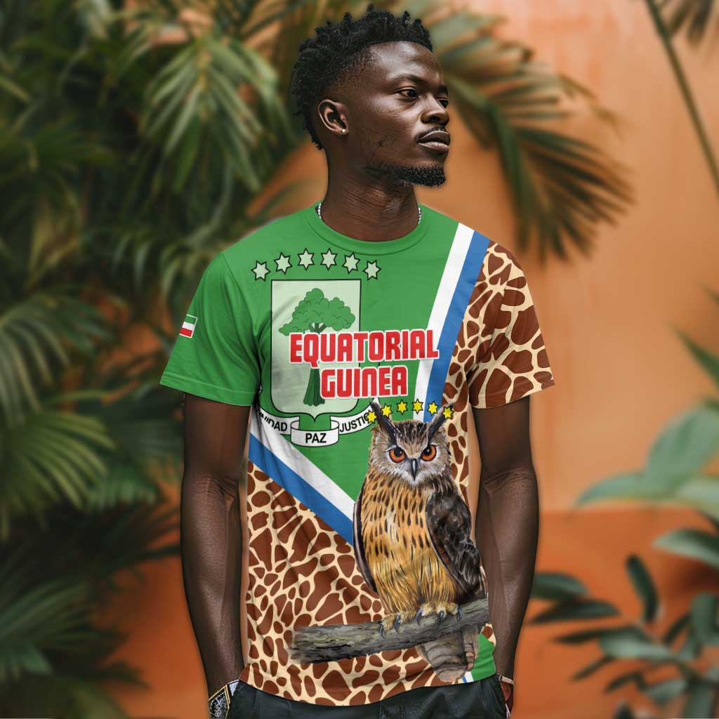 Personalised Equatorial Guinea T shirt Bubo Poensis With Coat Of Arms LT15