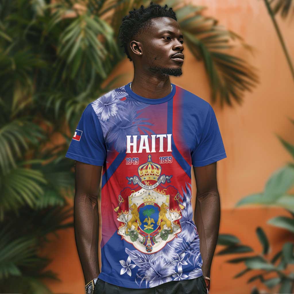 Personalized Second Anpi an Ayiti T shirt Imperial Haiti Coat Of Arms Tropical Flowers LT15