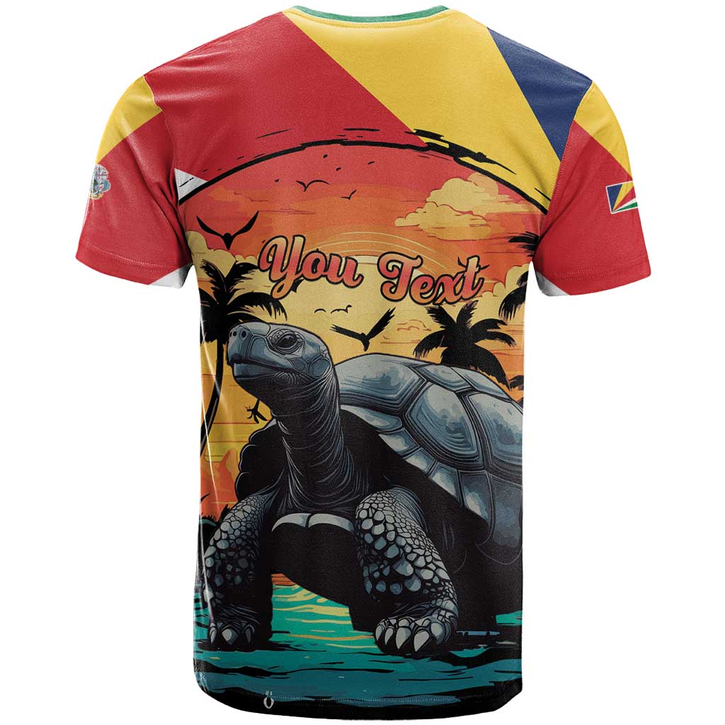 Personalised Afro Seychelles T shirt Aldabra Giant Tortoise With Beach Sunset LT15