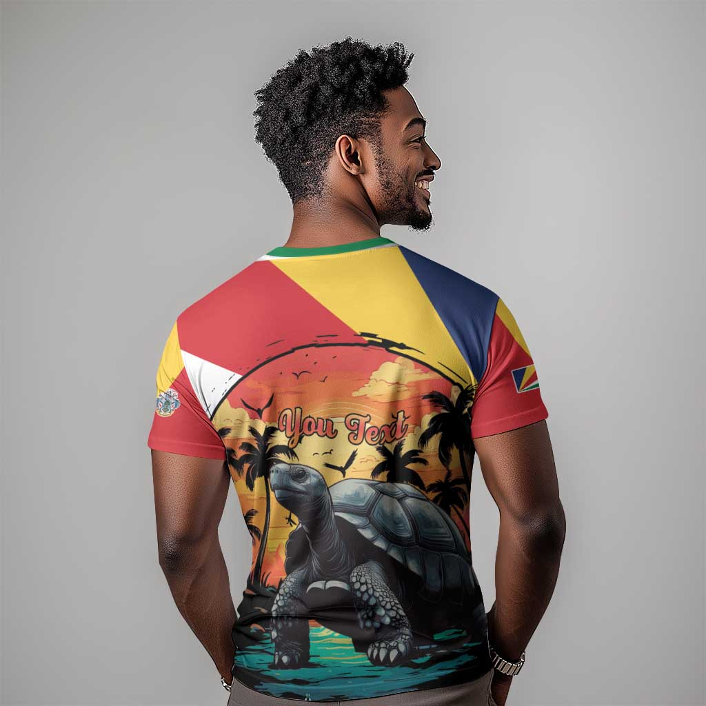 Personalised Afro Seychelles T shirt Aldabra Giant Tortoise With Beach Sunset LT15