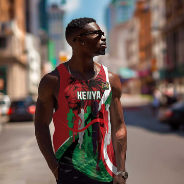 Personalised Athletics Kenya Men Tank Top Kente Pattern LT15