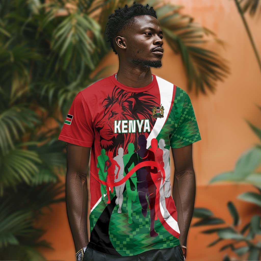 Personalised Athletics Kenya T shirt Kente Pattern LT15