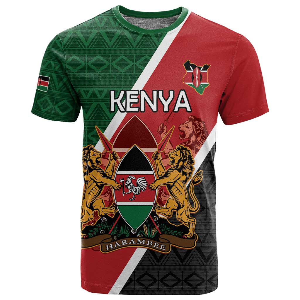 Personalised Kenya T shirt Flag Style - African Pattern LT15