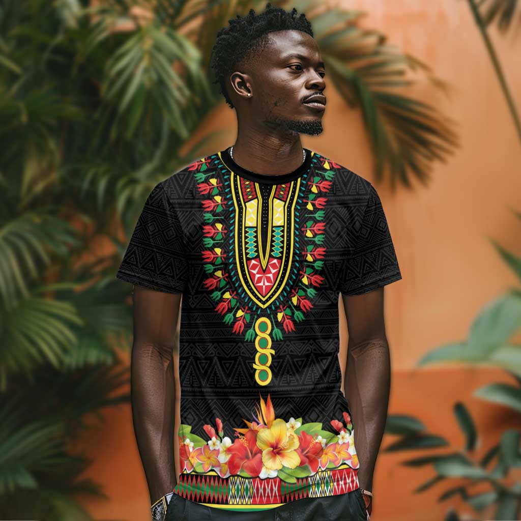 Personalized Afro Hibiscus Tropical T shirt Dashiki African Pattern LT15