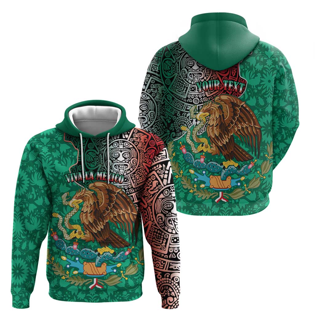 Personalised Viva La Mexico Hoodie Coat Of Arms Aztec Mix Otomi Patterns LT15