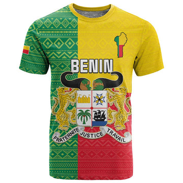 Personalised Afro Benin T shirt Flag Style - African Pattern LT15
