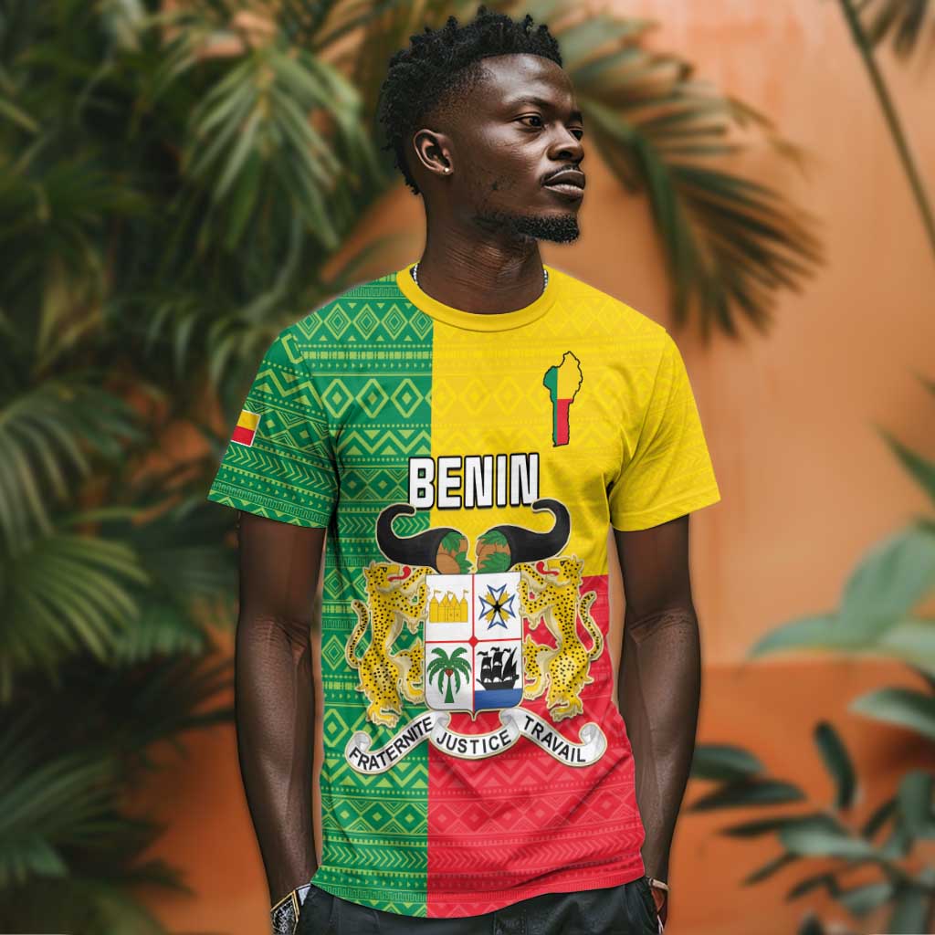 Personalised Afro Benin T shirt Flag Style - African Pattern LT15