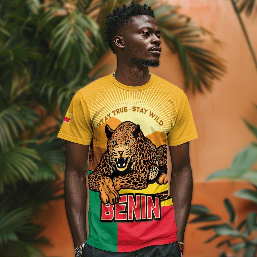 Personalised Afro Benin Leopard T shirt Stay True - Stay Wild LT15