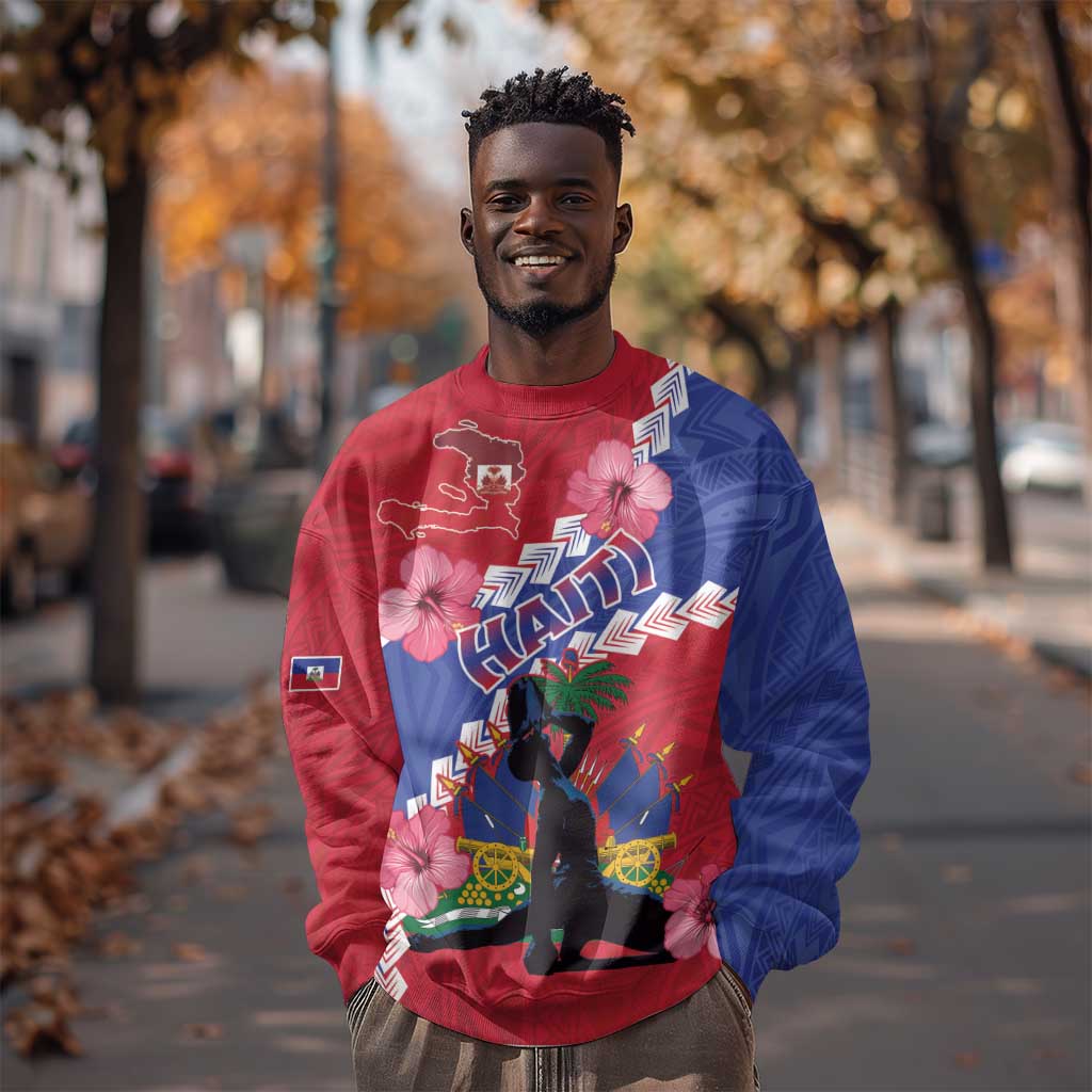 Haiti Neg Maron Sweatshirt Coat Of Arms - Hisbicus Polynesian LT15