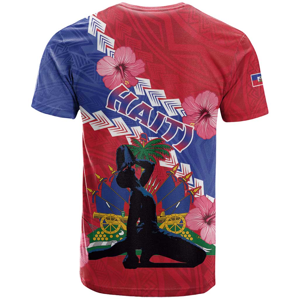 Haiti Neg Maron T shirt Coat Of Arms - Hisbicus Polynesian LT15