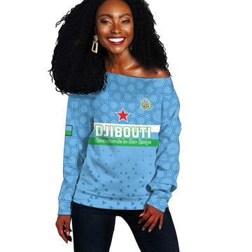 Custom Djibouti Football Off Shoulder Sweater Go Champions LT15