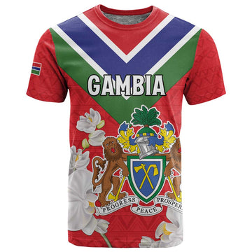 Personalized Gambia T shirt Coat Of Arms - African Pattern LT15