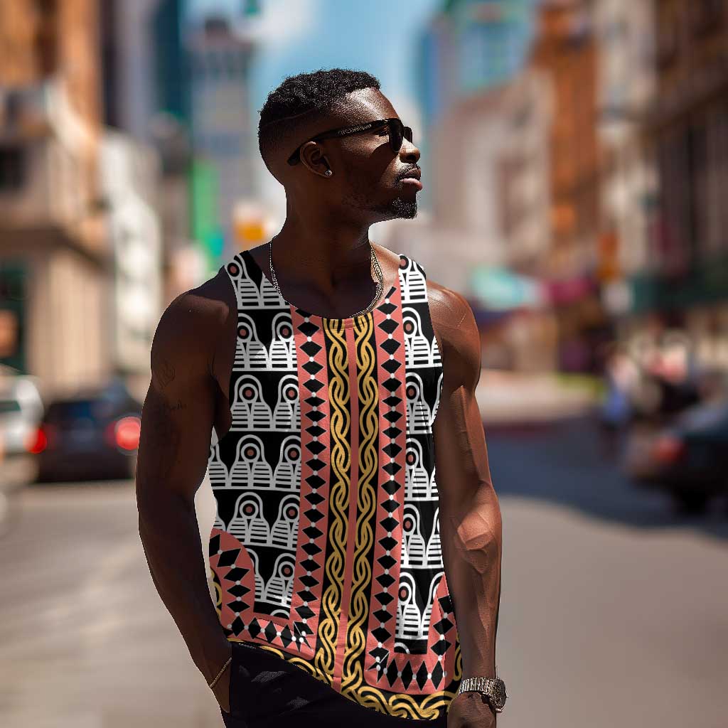 Cameroon Men Tank Top Toghu Traditional Pattern LT15