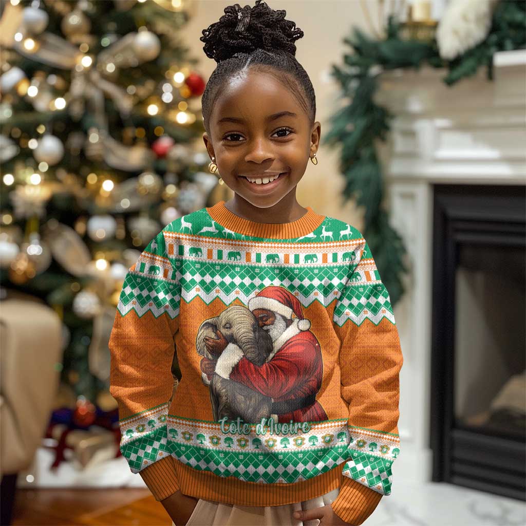 Afro Ivory Coast Christmas Kid Ugly Christmas Sweater Black Santa Afishapa African Pattern LT15