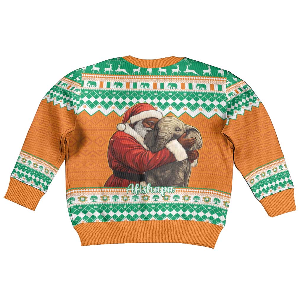 Afro Ivory Coast Christmas Kid Ugly Christmas Sweater Black Santa Afishapa African Pattern LT15