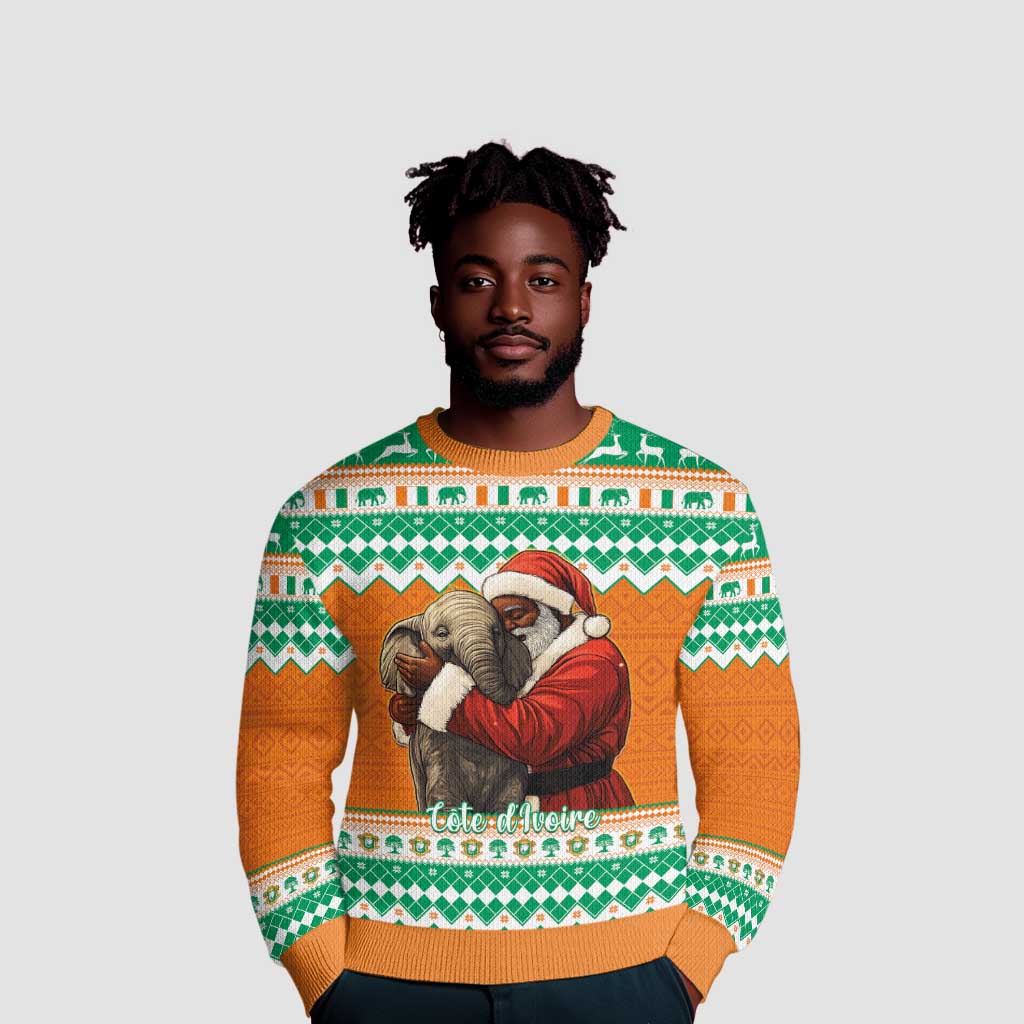 Afro Ivory Coast Christmas Ugly Christmas Sweater Black Santa Afishapa African Pattern LT15