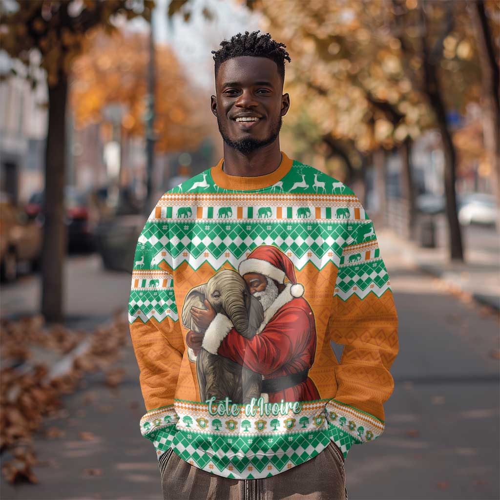 Afro Ivory Coast Christmas Sweatshirt Black Santa Afishapa - African Pattern LT15