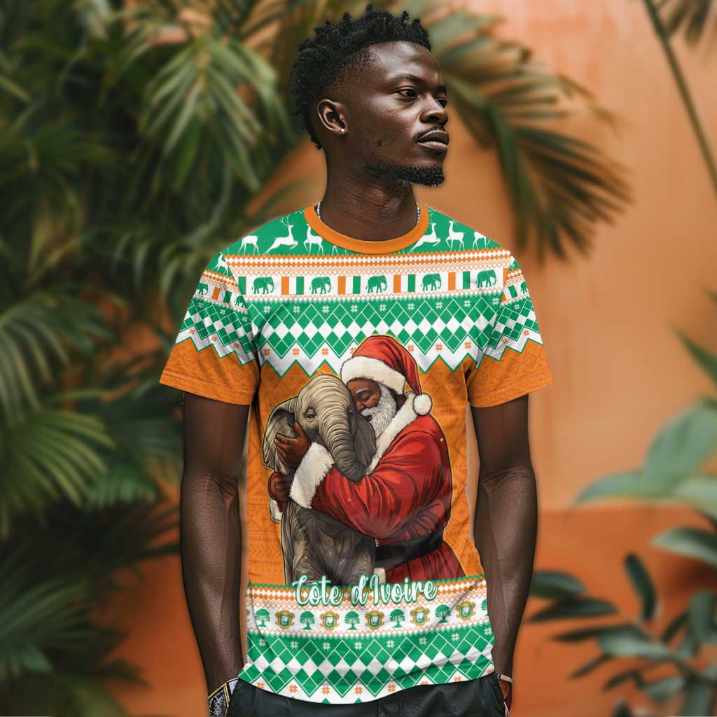 Afro Ivory Coast Christmas T shirt Black Santa Afishapa - African Pattern LT15
