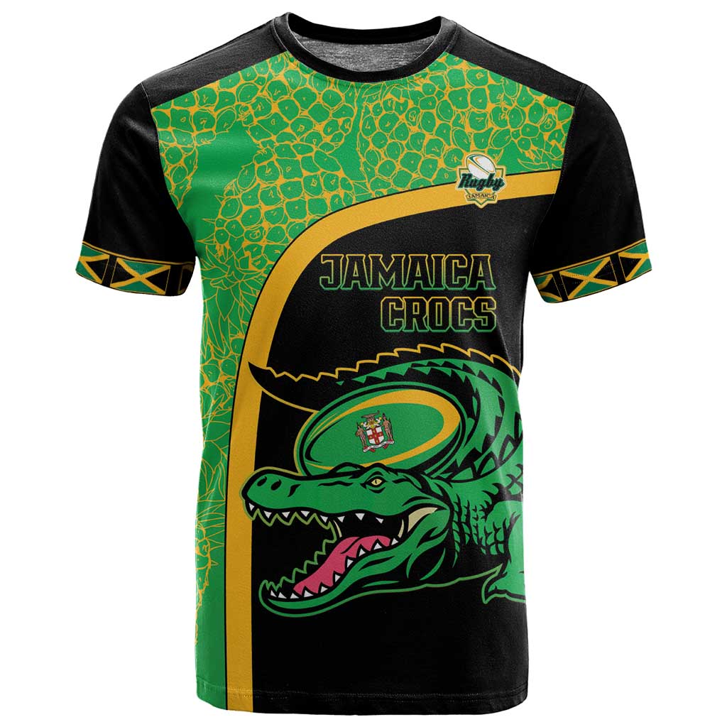 Jamaica Rugby Custom T shirt Go Champions - Pineapple Pattern LT15