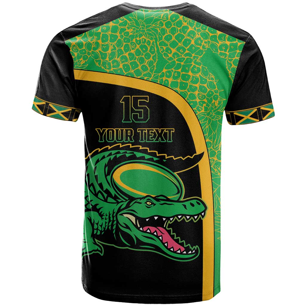 Jamaica Rugby Custom T shirt Go Champions - Pineapple Pattern LT15