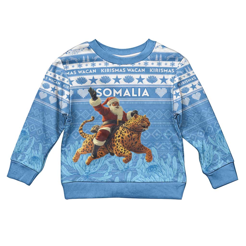 Personalized Afro Somalia Christmas Kid Ugly Christmas Sweater Black Santa Riding Leopard African Pattern LT15