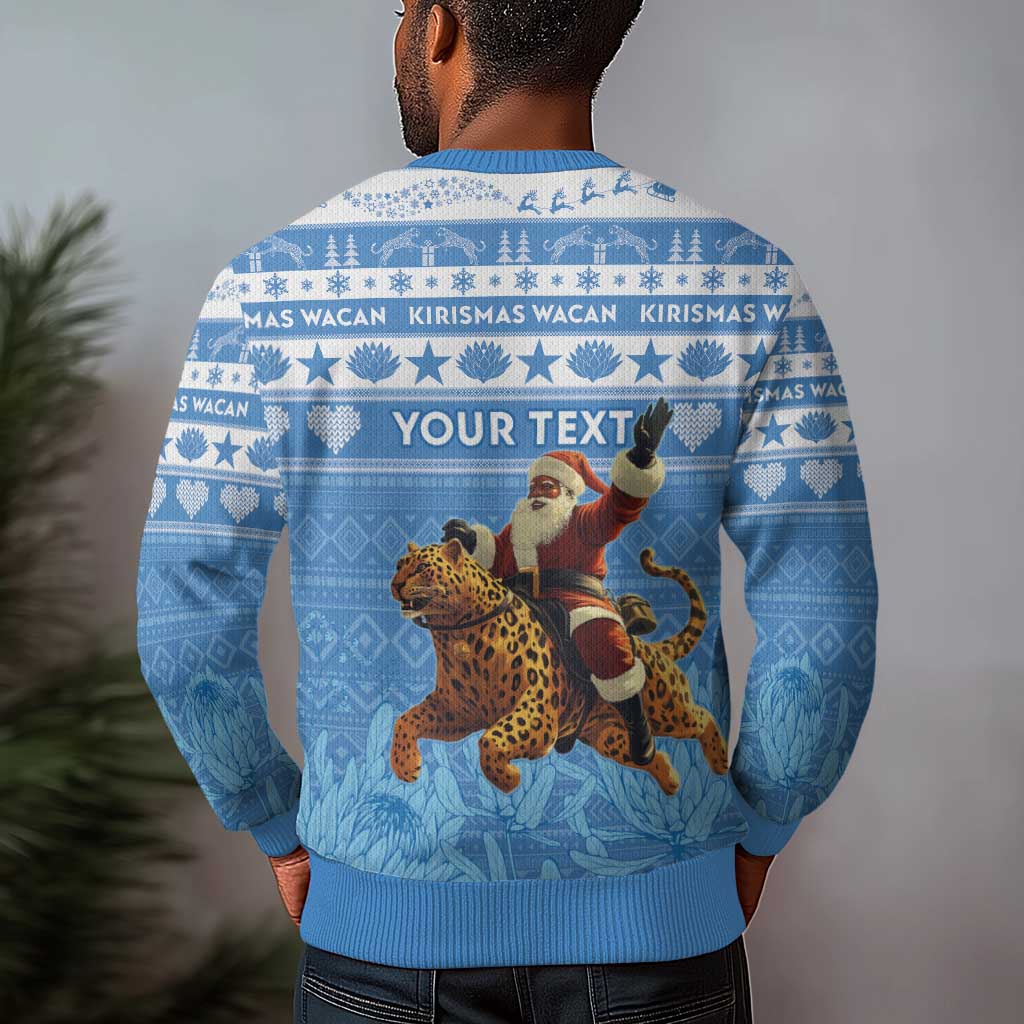Personalized Afro Somalia Christmas Ugly Christmas Sweater Black Santa Riding Leopard African Pattern LT15